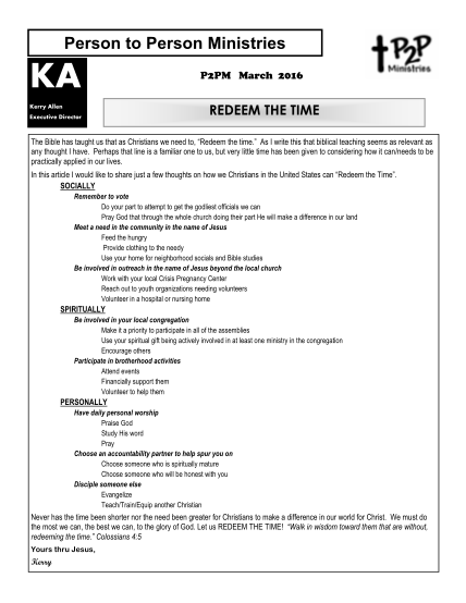 454098608-person-to-person-ministries-ka-kerry-allen-executive-director-p2pm-march-2016-redeem-the-time-the-bible-has-taught-us-that-as-christians-we-need-to-redeem-the-time-p2pm