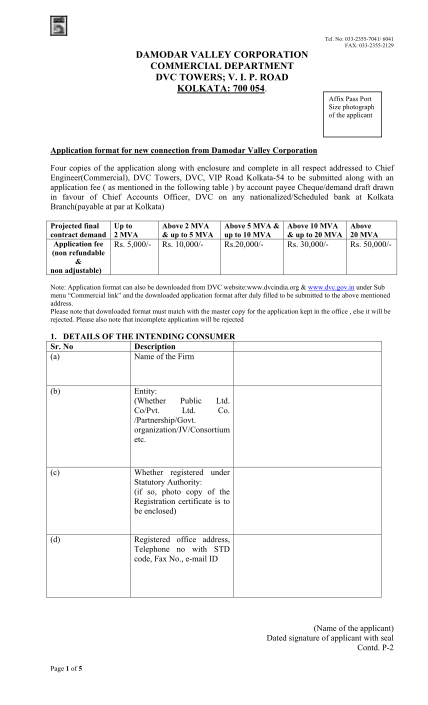 45418379-fillable-application-format-for-new-connection-from-damodar-valley-corporation