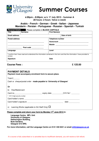 46054719-summer-a-courses-enrolment-form-2013-university-of-glasgow-gla-ac