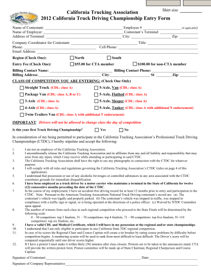 46137972-submit-by-email-print-form-shirt-size-california-trucking-association-2012-california-truck-driving-championship-entry-form-name-of-contestant-employee-if-applicable-name-of-employer-contestant-s-terminal-address-of-terminal-city