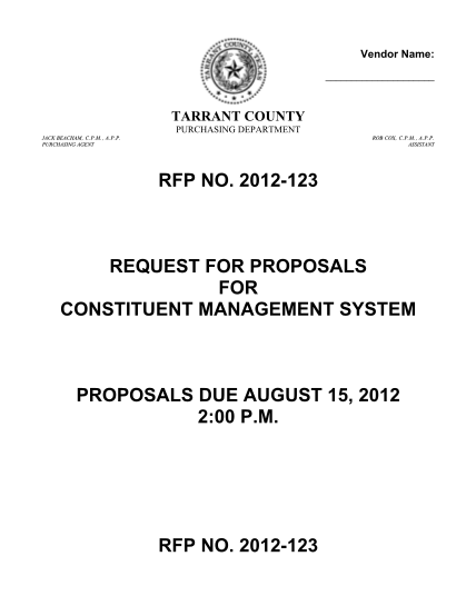 46212178-2012-123-request-for-proposals-for-constituent-management-system-proposals-due-august-15-2012-200-p-co-tarrant-tx