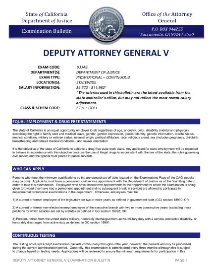 462484157-deputy-attorney-general-examination-bulletin-california-department-of-justice-deputy-attorney-general-examination-bulletin-oag-ca