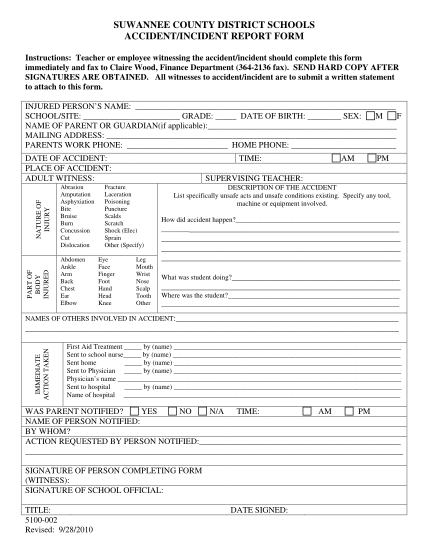 46278975-accident-incident-report-form-suwannee-county-school-district