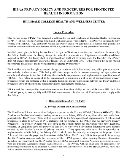 463606273-hipaa-privacy-policy-and-procedures-hillsdale-college-hillsdale