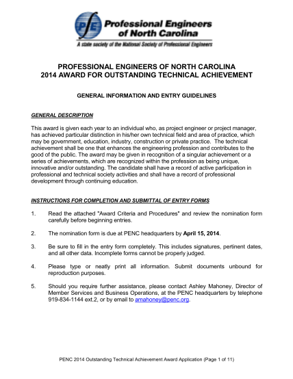 463886410-professional-engineers-of-north-carolina-2014-award-for-outstanding-technical-achievement-general-information-and-entry-guidelines-general-description-this-award-is-given-each-year-to-an-individual-who-as-project-engineer-or-project-p