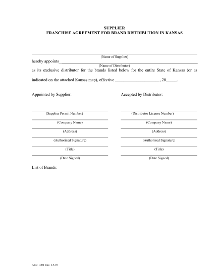 466802240-franchise-agreement-for-brand-distribution-in-kansas-abc-1004-abc-1004-franchise-agreement-for-brand-distribution-in-kansas