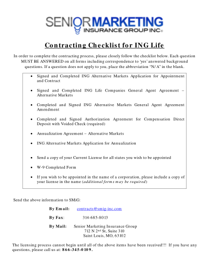 46733833-contracting-checklist-for-ing-life-smig-inc