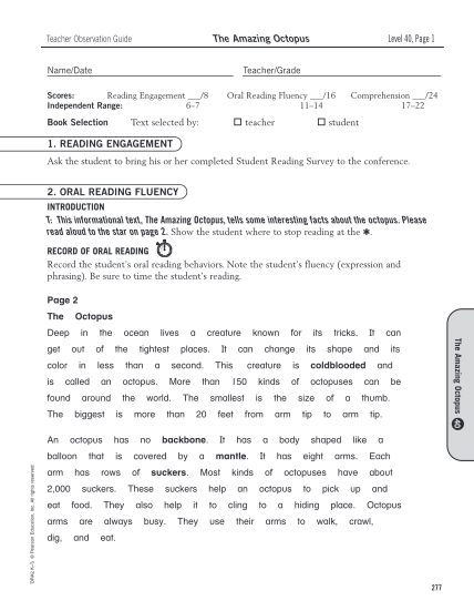 468698889-the-amazing-octopus-teacher-observation-guide-namedate-level-40-page-1-teachergrade-scores-reading-engagement-8-independent-range-67-oral-reading-fluency-16-1114-text-selected-by-book-selection-teacher-comprehension-24-1722-student