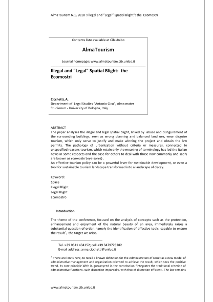 469491796-1-2010-illegal-and-legal-spatial-blight-the-ecomostri-contents-liste-available-at-cib-almatourism-unibo