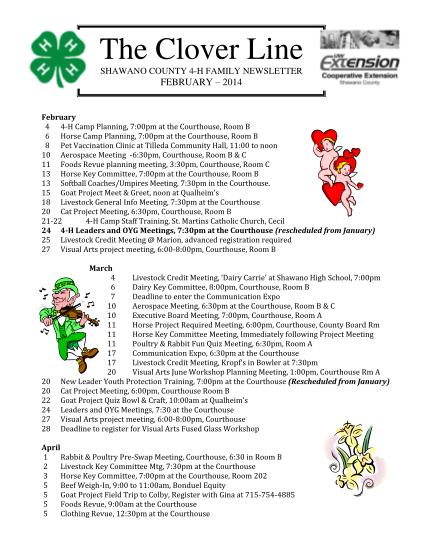 473695963-the-clover-line-shawano-county-4h-family-newsletter-february-2014-february-4-4h-camp-planning-700pm-at-the-courthouse-room-b-6-horse-camp-planning-700pm-at-the-courthouse-room-b-8-pet-vaccination-clinic-at-tilleda-community-hall