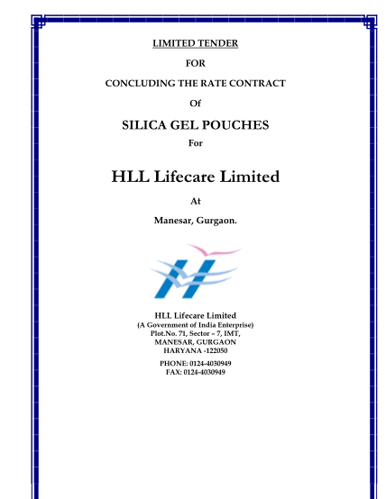 480764252-limited-tender-for-concluding-the-rate-contract-of-silica-gel-pouches-for-hll-lifecare-limited-at-manesar-gurgaon