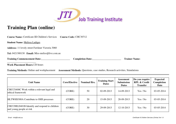 485132360-training-plan-online-course-name-certificate-iii-children-s-services-course-code-chc30712-student-name-melissa-ladiges-address-11-lovely-street-fawkner-victoria-3060-tel-0421300130-email-missmeliss-live-jti-edu