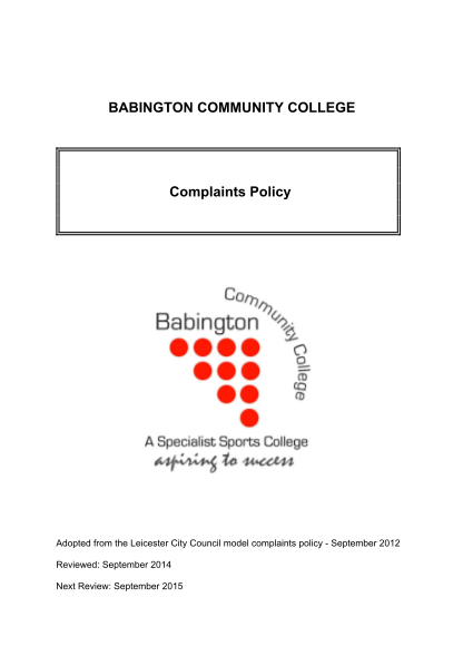 485747756-babington-community-college-complaints-policy-babington-leicester-sch