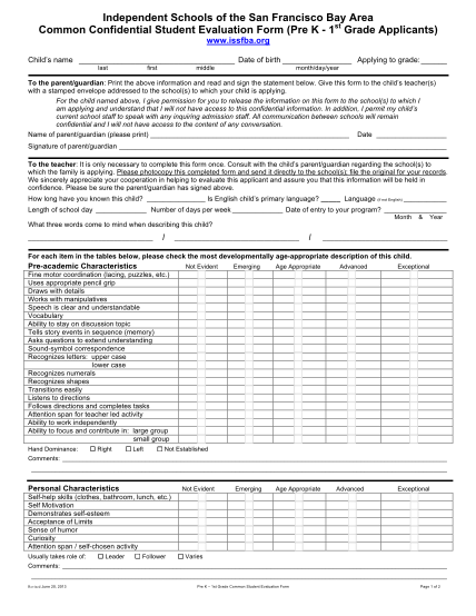 48657105-independent-school-student-evaluation-form-k-1-synapse-school-sfds