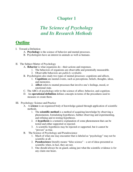 psychology research paper outline example