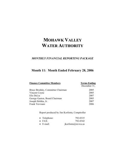 48786771-mohawk-valley-water-authority-monthly-financial-reporting-package-month-11-month-ended-february-28-2006-finance-committee-members-terms-ending-december-31-bruce-brodsky-committee-chairman-vincent-coyne-elis-delia-george-gaston-board