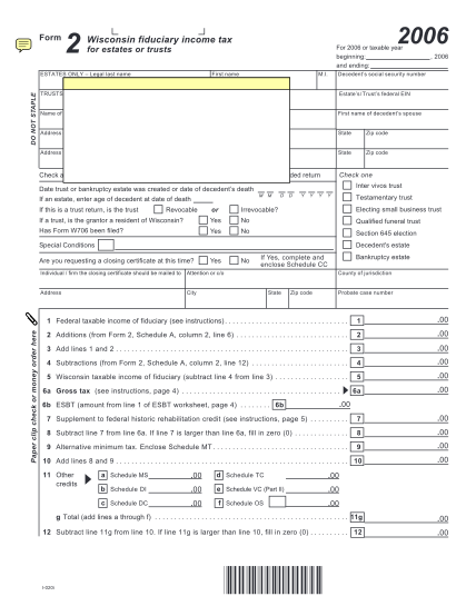 489913808-2006-wisconsin-fiduciary-income-tax-return-for-estates-or-trusts-pdf-fillable-format-2006-form-2-revenue-wi
