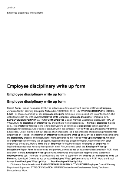 54 employee write up sample page 2 free to edit download print cocodoc
