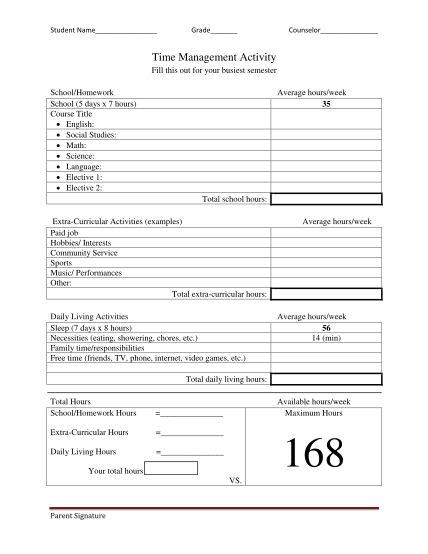 58 Free Printable Time Management Worksheets Free To Edit Download