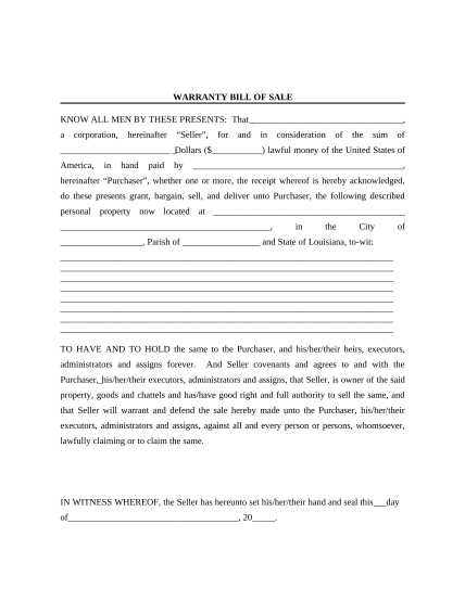 497309234-bill-of-sale-with-warranty-for-corporate-seller-louisiana