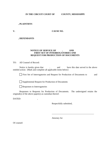 497314135-notice-of-service-of-first-request-for-interrogatories-and-request-for-production-of-documents-mississippi