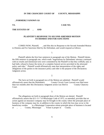 497314200-plaintiffs-response-to-second-amended-motion-to-dismiss-and-for-sanctions-mississippi