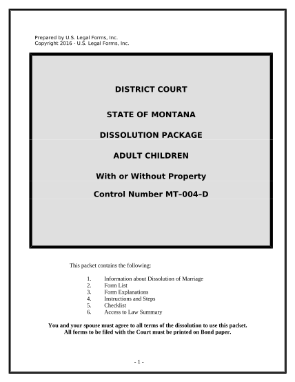 497316007-no-fault-uncontested-agreed-divorce-package-for-dissolution-of-marriage-with-adult-children-and-with-or-without-property-and-debts-montana