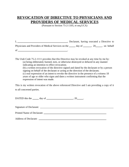 497427750-revocation-of-directive-to-physicians-and-providers-of-medical-services-for-persons-signing-instrument-on-behalf-of-declarant-utah
