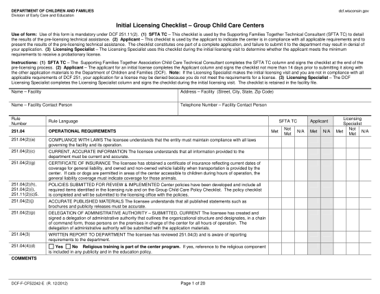 49852870-initial-licensing-checklist-group-child-care-centers-wisconsin-dcf-wi