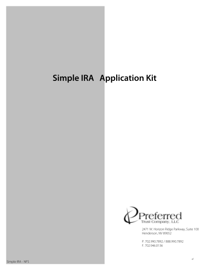 49955400-simple-ira-application-kit-preferred-trust-company