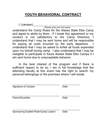 22 behavior contract template for adults Free to Edit Download