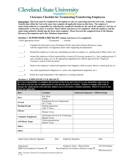 503360054-clearance-checklist-5-7-09doc-csuohio