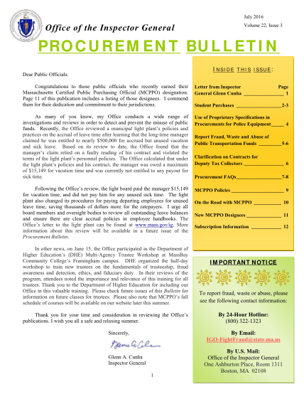 503685065-procurement-bulletin-july-2016-public-contracting-deputy-tax-collector-rules-proprietary-police-equipment-purchase-mass