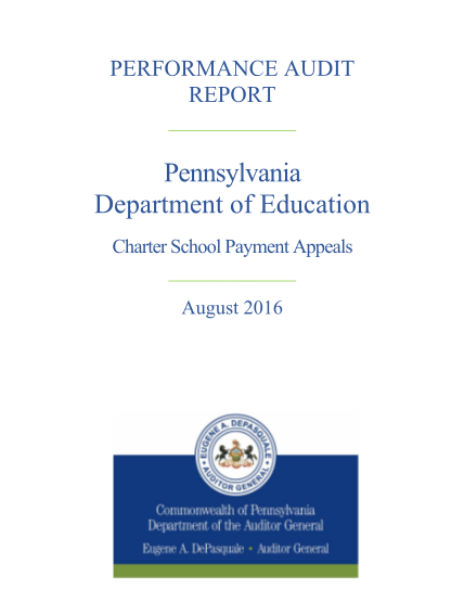 503756277-performance-audit-report-pennsylvania-department-of-education-charter-school-payment-appeals-08242016
