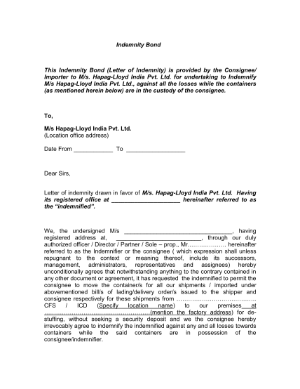 25 Indemnity Letter Page 2 Free To Edit Download And Print Cocodoc 7399