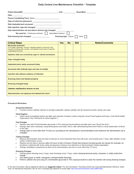 50725990-central-line-maintenance-checklist