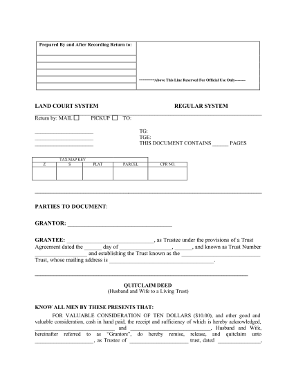 Free Hawaii Quitclaim Deed Form