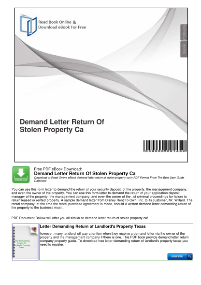 Demand Letter For Return Of Company Property - Infoupdate.org