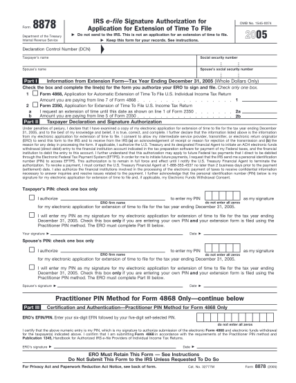 512607909-2005-form-8878-irs-e-file-signature-authorization-for-application-for-extension-of-time-to-file