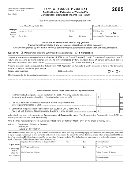 512609099-ct1065-ct1120si-ext-application-for-extension-of-time-to-file-connecticut-composite-income-tax-return-application-for-extension-of-time-to-file-connecticut-composite-income-tax-return
