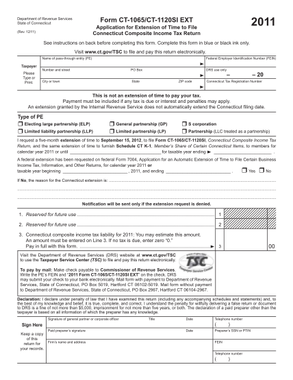 512970607-ct-1065-ct-1120si-ext-2011-application-for-extension-of-time-to-file-connecticut-composite-income-tax-return-2011-application-for-extension-of-time-to-file-connecticut-composite-income-tax-return