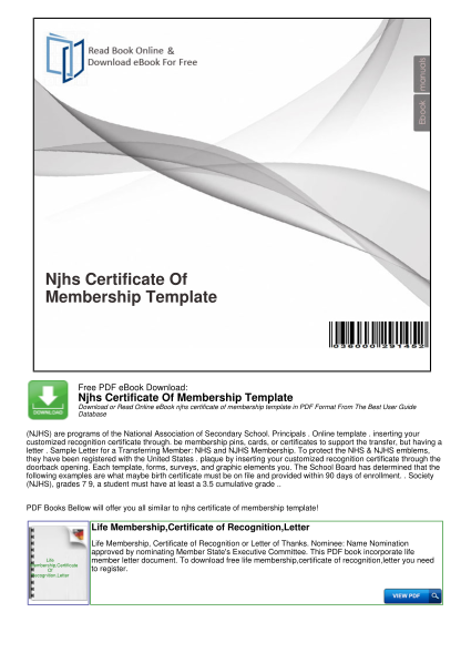 Njhs Certificate Template