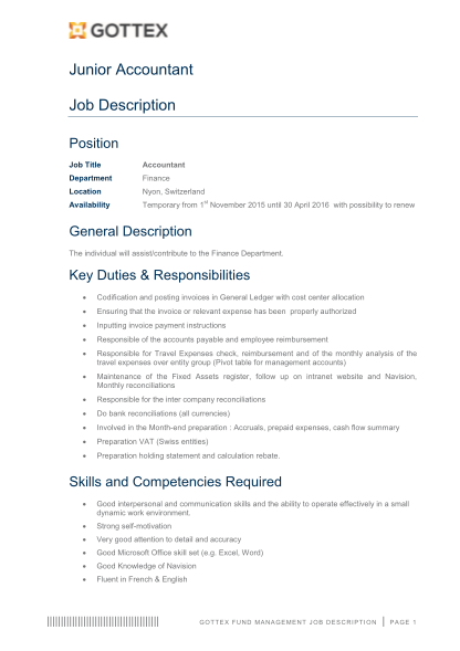 25 Job Description Accountant Page 2 - Free To Edit, Download & Print ...