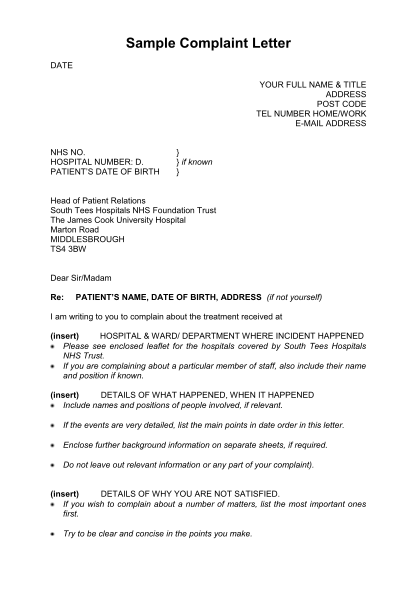 516536947-sample-complaint-letter-south-tees-hospitals-southtees-nhs