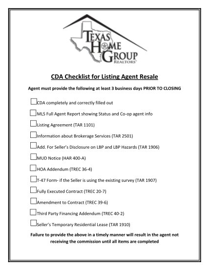 51683087-cda-checklist-for-listing-agent-resale-texas-home-group-bb