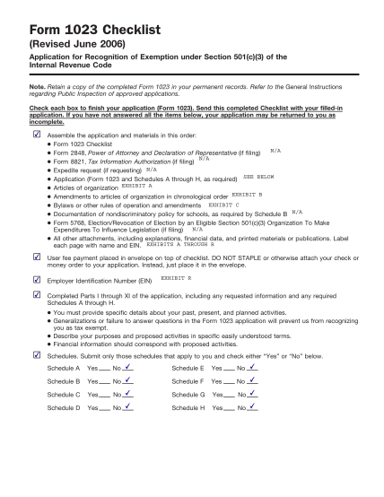 51746-fillable-form-1023-checklist-revised-june-2006