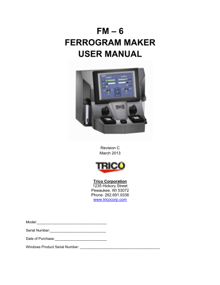 51750795-fm-6-ferrogram-maker-user-manual-trico-corporation