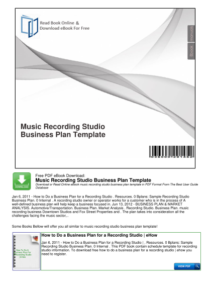 business plan sample for music studio