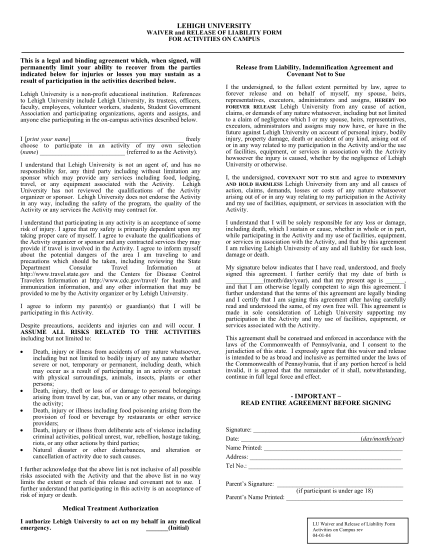 51871001-lehigh-university-waiver-and-release-of-liability-form-for-lehigh