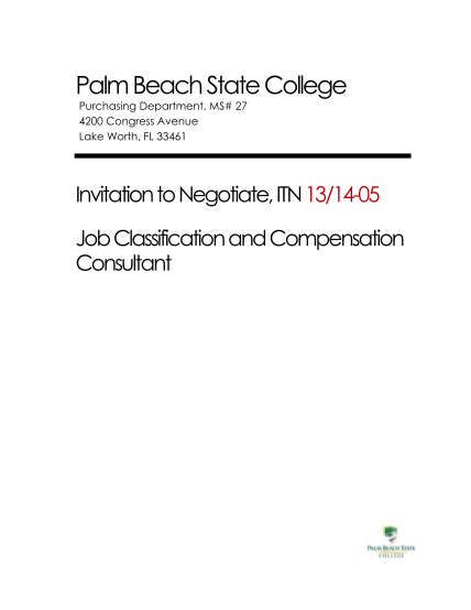 51900196-palm-beach-state-college-purchasing-department-ms-27-4200-congress-avenue-lake-worth-fl-33461-invitation-to-negotiate-itn-131405-job-classification-and-compensation-consultant-table-of-contents-section-1-palmbeachstate